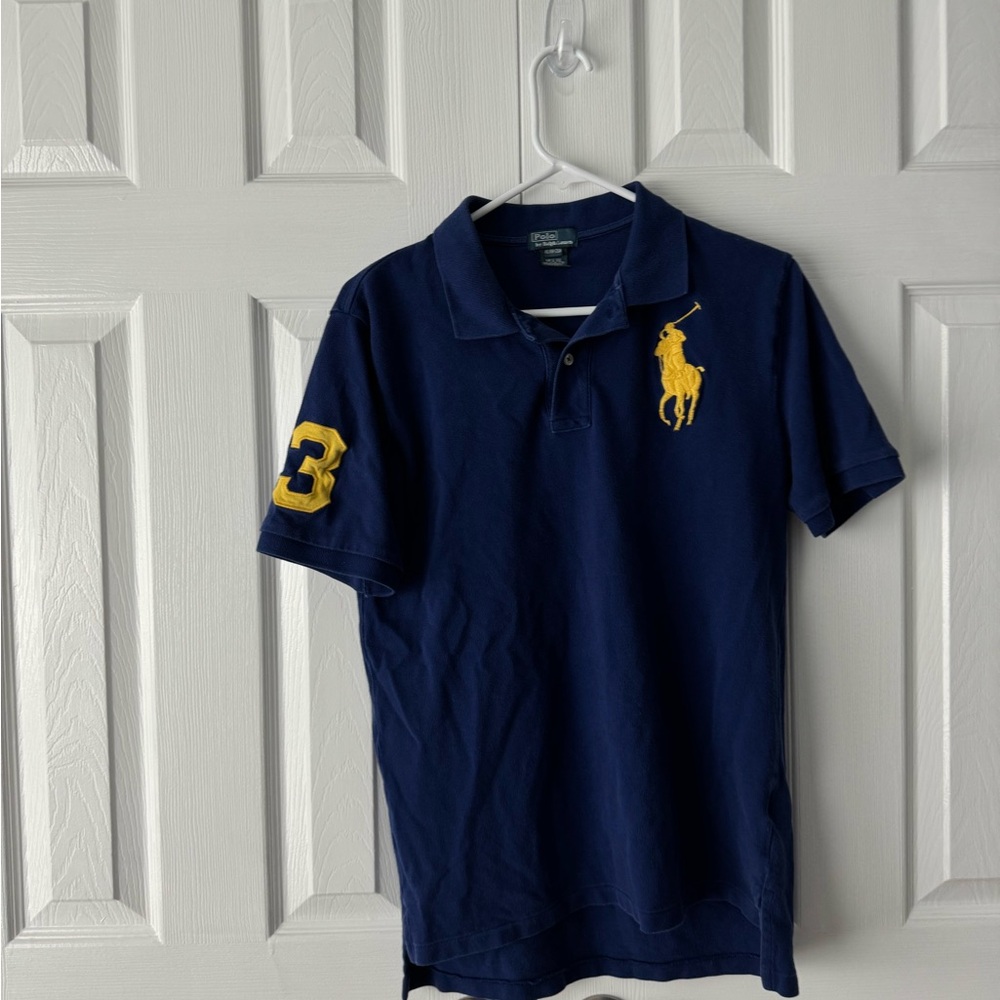 Sold Polo by Ralph Lauren Navy Shirt with Yellow Emblem - Picture 3 of 4